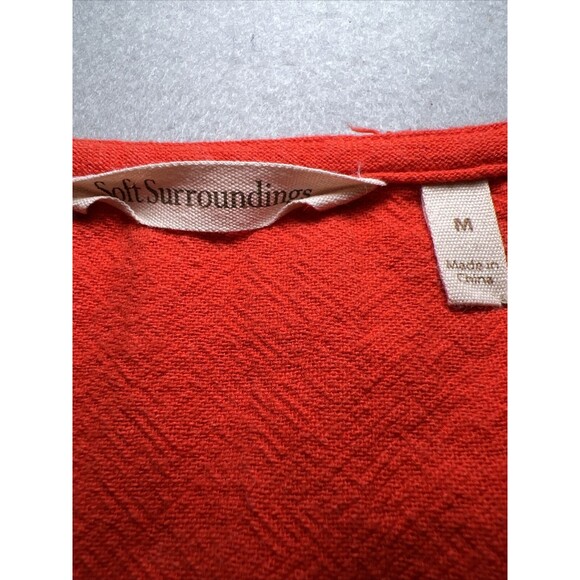 Soft Surroundings Button Down Medium Orange 3/4 Sleeve Pearlized Buttons - Picture 6 of 9